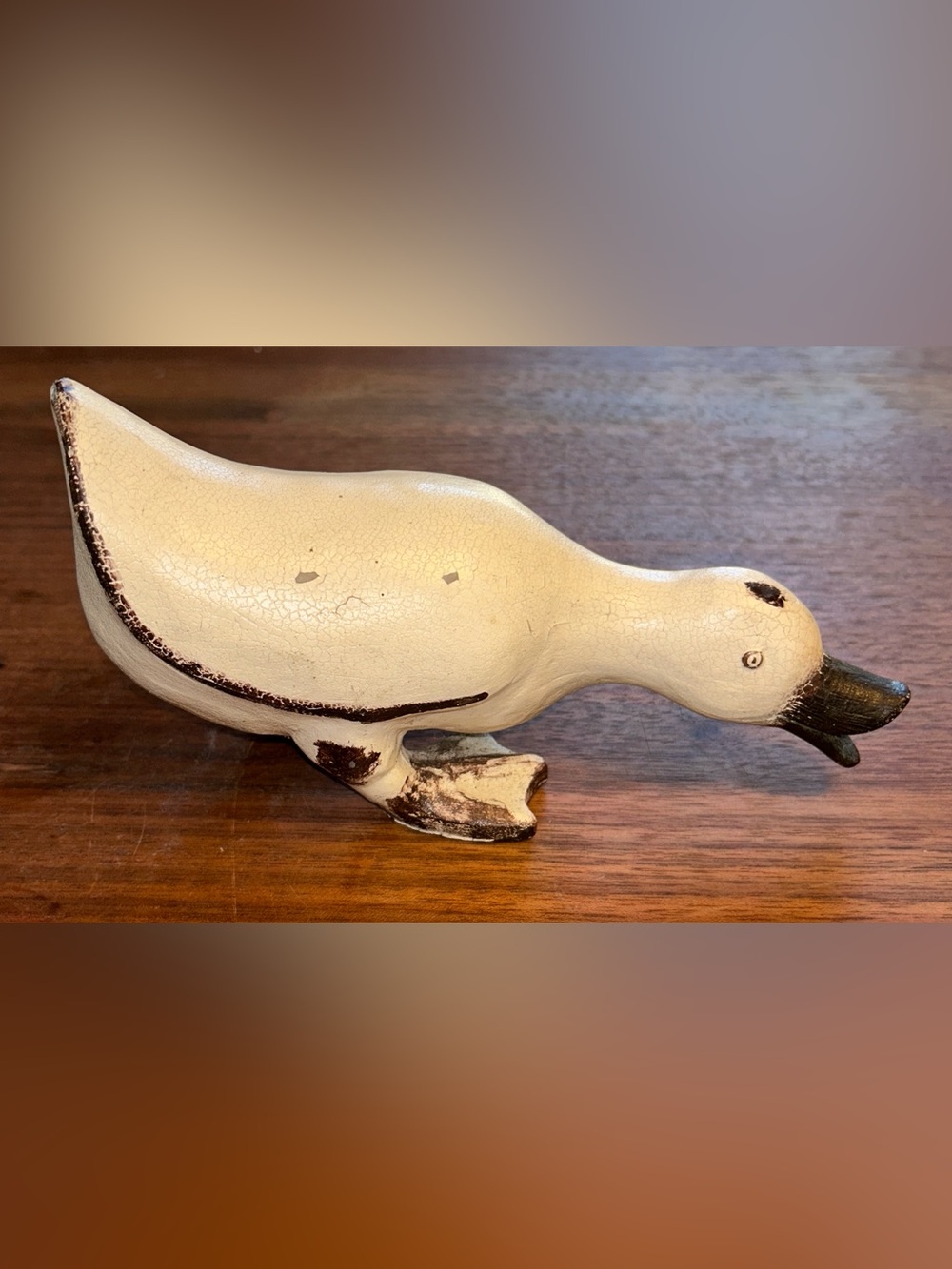 Rustic White & Brown Resin Duck Goose Mallard Bird Figurine Sculptor decor 8.5"